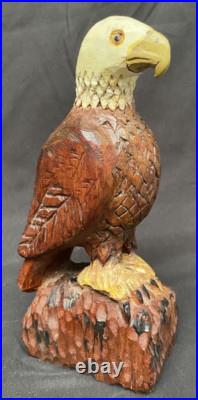Vtg Folk Art Eagle mkd AR carver unknown Carved Wood 9 Americana 2 of 3