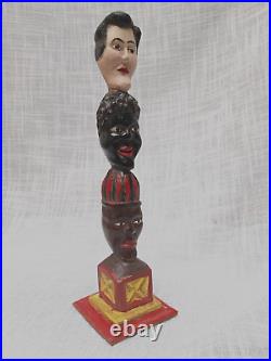Vtg Folk Art Sculpture 1930's Totem Heads American Figural 10.75 ex cond