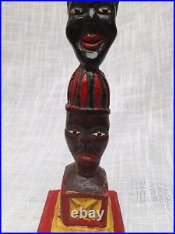 Vtg Folk Art Sculpture 1930's Totem Heads American Figural 10.75 ex cond