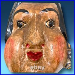 Vtg Guerrero Mexico Cacheton Winged Angel Carved Wood Folk Art Cherub Wall