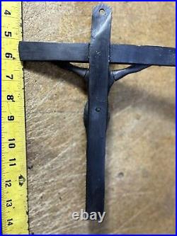 Vtg Hand Carved Ebony Wood Crucifix Cross Sculpture Jesus Christ Complete