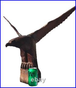 Vtg Hand Carved Wood American Bald Eagle Sculpture Statue Carving 20 25 OOAK
