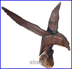 Vtg Hand Carved Wood American Bald Eagle Sculpture Statue Carving 20 25 OOAK