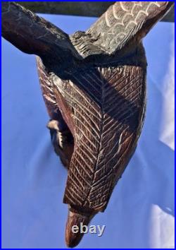 Vtg Hand Carved Wood American Bald Eagle Sculpture Statue Carving 20 25 OOAK