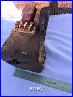 Vtg Hand Carved Wood American Bald Eagle Sculpture Statue Carving 20 25 OOAK