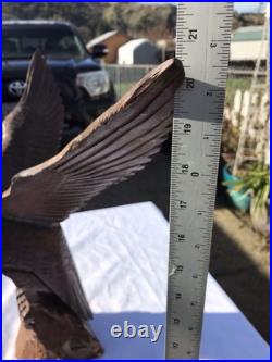 Vtg Hand Carved Wood American Bald Eagle Sculpture Statue Carving 20 25 OOAK
