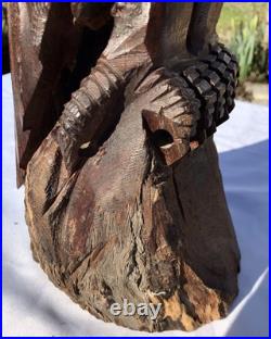 Vtg Hand Carved Wood American Bald Eagle Sculpture Statue Carving 20 25 OOAK