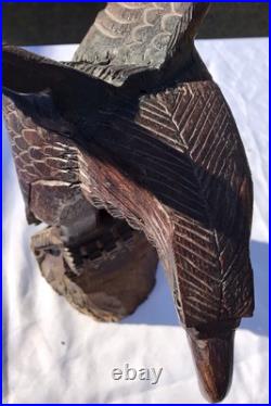 Vtg Hand Carved Wood American Bald Eagle Sculpture Statue Carving 20 25 OOAK
