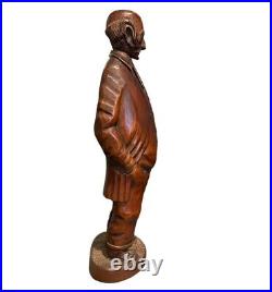 Vtg Junior Cobb Signed Wood Carving of Old Man 70s Ozark Folk Art 18.5 Hillfolk