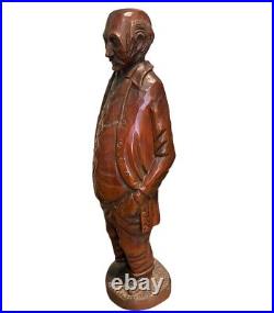 Vtg Junior Cobb Signed Wood Carving of Old Man 70s Ozark Folk Art 18.5 Hillfolk