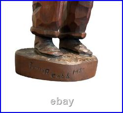 Vtg Junior Cobb Signed Wood Carving of Old Man 70s Ozark Folk Art 18.5 Hillfolk