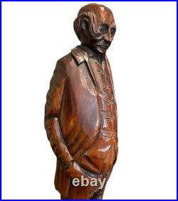 Vtg Junior Cobb Signed Wood Carving of Old Man 70s Ozark Folk Art 18.5 Hillfolk