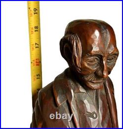 Vtg Junior Cobb Signed Wood Carving of Old Man 70s Ozark Folk Art 18.5 Hillfolk