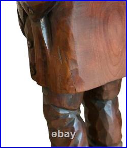 Vtg Junior Cobb Signed Wood Carving of Old Man 70s Ozark Folk Art 18.5 Hillfolk