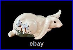 Vtg LEO KOPPY Bunny Rabbit Artist Signed Hand Carved Wood Sculpture USA Made