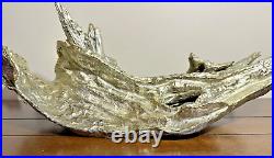 Vtg Large 21 Long Drift Wood Sculpture Antique Silver Color Table Top Decor