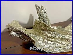 Vtg Large 21 Long Drift Wood Sculpture Antique Silver Color Table Top Decor