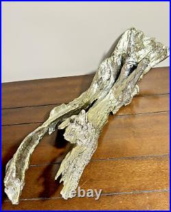 Vtg Large 21 Long Drift Wood Sculpture Antique Silver Color Table Top Decor