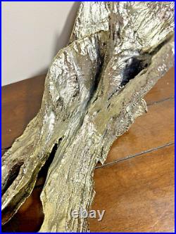 Vtg Large 21 Long Drift Wood Sculpture Antique Silver Color Table Top Decor