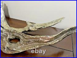 Vtg Large 21 Long Drift Wood Sculpture Antique Silver Color Table Top Decor