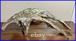 Vtg Large 21 Long Drift Wood Sculpture Antique Silver Color Table Top Decor