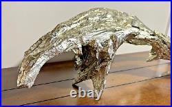 Vtg Large 21 Long Drift Wood Sculpture Antique Silver Color Table Top Decor