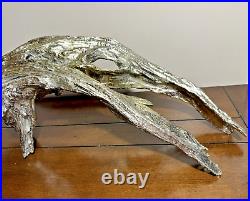 Vtg Large 21 Long Drift Wood Sculpture Antique Silver Color Table Top Decor