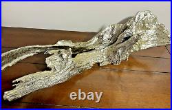 Vtg Large 21 Long Drift Wood Sculpture Antique Silver Color Table Top Decor