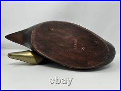 Vtg Large Mid Century Modern Wooden Swan Sculpture Goose Brass Beak 14 MCM Wood