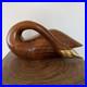 Vtg Large Mid Century Modern Wooden Swan Sculpture Goose Brass Beak 17 MCM Wood