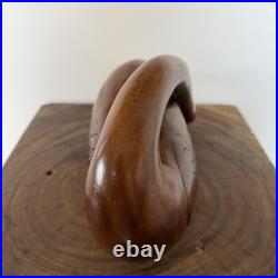 Vtg Large Mid Century Modern Wooden Swan Sculpture Goose Brass Beak 17 MCM Wood