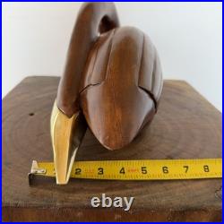 Vtg Large Mid Century Modern Wooden Swan Sculpture Goose Brass Beak 17 MCM Wood Vtg Large Mid Century Modern Wooden Swan Sculpture Goose Brass Beak 17 MCM Wood