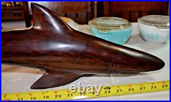 Vtg Mid Century HUGE 30 Hand made SHARK TEAK/Iron Wood Sculpture- Heavy