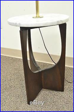 Vtg Mid Century Italian Modern Marble Walnut Brass Sculptural Floor Lamp Table