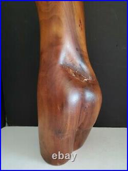 Vtg. Mid Century Modern Nude Female Torso Walnut Sculpture 24 Tall