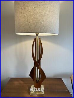 Vtg Modeline/Pearsall Style Mid Century Danish Teak Wood Sculptural Table Lamp