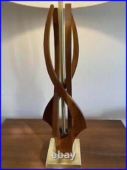 Vtg Modeline/Pearsall Style Mid Century Danish Teak Wood Sculptural Table Lamp