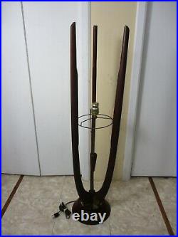 Vtg Modeline Pearsall Style Mid Century Danish Teak Wood Sculptural Table Lamp