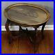 Vtg Oval Wood Side End Accent Glass Top Wooden Carving Black Forest German Table