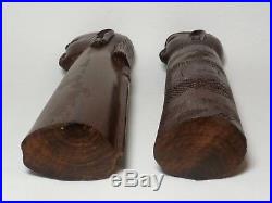 Vtg Pair of Large Hand Carved Ebony Wood African Tribal Sculpture Statue Busts