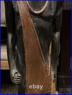 Vtg Pair of Solid Carved Wood African Couple Statue Sculpture 36'' PLEASE READ