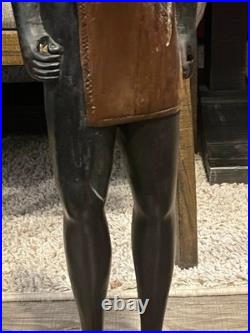 Vtg Pair of Solid Carved Wood African Couple Statue Sculpture 36'' PLEASE READ