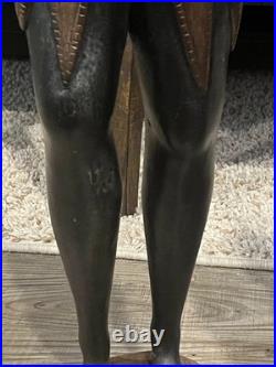 Vtg Pair of Solid Carved Wood African Couple Statue Sculpture 36'' PLEASE READ