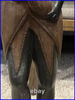 Vtg Pair of Solid Carved Wood African Couple Statue Sculpture 36'' PLEASE READ
