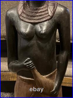 Vtg Pair of Solid Carved Wood African Couple Statue Sculpture 36'' PLEASE READ