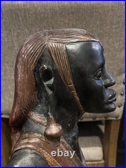 Vtg Pair of Solid Carved Wood African Couple Statue Sculpture 36'' PLEASE READ