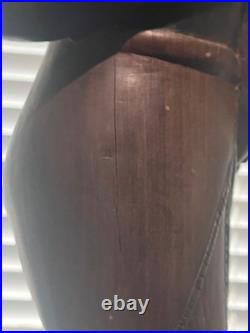Vtg Pair of Solid Carved Wood African Couple Statue Sculpture 36'' PLEASE READ