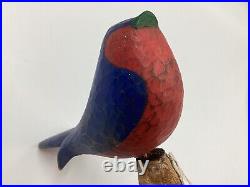 Vtg. Pennsylvania Folk Art Wood Carving Painted Bird on Stand Signed C-VP c. 1998