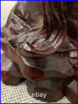 Vtg Possibly Antique Chinese Wood Carving Statue Immortal Man with Ruyi & Woman