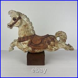 Vtg Pottery Horse Carousel California Artist Mary Fortna Mid Century Sculpture